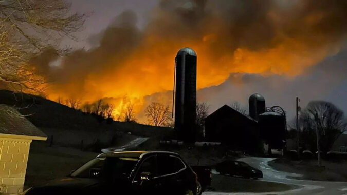 Train derailment in Ohio sparks huge fire and prompts evacuations