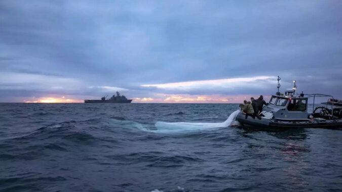 Navy releases first photos of Chinese balloon recovery