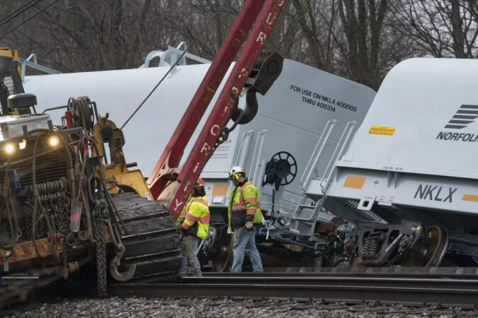 ‘No trace of carcinogenic gas’: US officials reassure public after Ohio train derailment