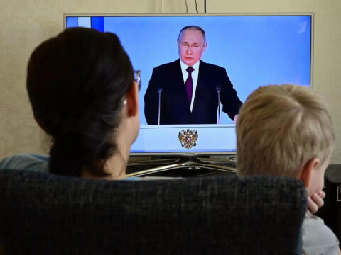 Russian state TV website goes down during Putin speech