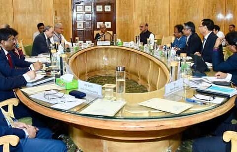 Union Finance Minister Nirmala Sitharaman chairs a meeting to review the performance of Public Sector Banks on various financial, efficiency, and health parameters, in New Delhi on Saturday. (ANI Photo)(NSitharaman Office Twitter)