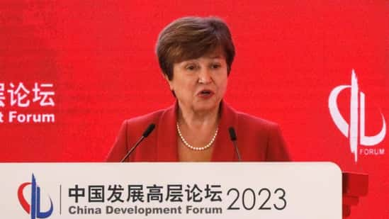 International Monetary Fund (IMF) Managing Director Kristalina Georgieva was speaking at the China Development Forum 2023, in Beijing.(Reuters)