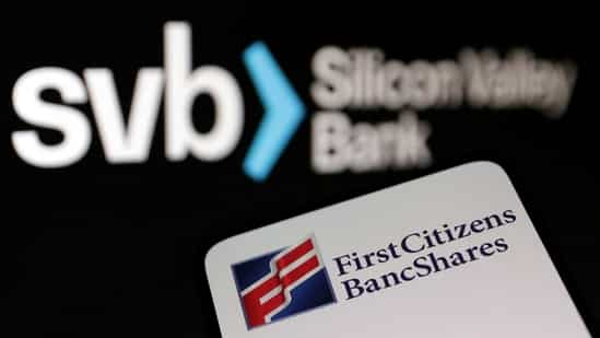 First Citizens BancShares and SVB (Silicon Valley Bank) logos. (Reuters)