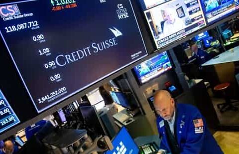 Credit Suisse signage on the floor of the New York Stock Exchange (NYSE) in New York, US.(Bloomberg)