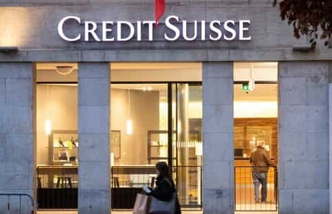 The logo of Swiss bank Credit Suisse is seen in front of a branch office in Bern, Switzerland.(Reuters)