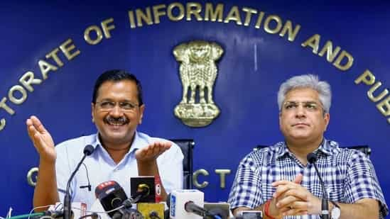 Delhi Chief Minister Arvind Kejriwal and State Finance Minister Kailash Gahlot.(PTI/ Representative Image)