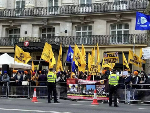 Khalistan: Pro-Khalistan protesters barricaded off outside India House in London