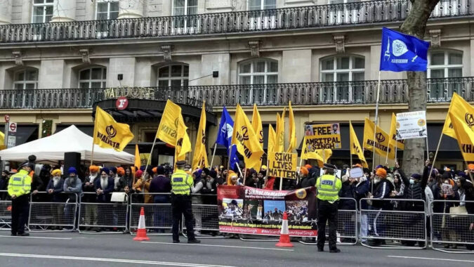 Khalistan: Pro-Khalistan protesters barricaded off outside India House in London