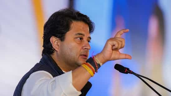 Union Minister for Civil Aviation Jyotiraditya Scindia addresses during the CAPA India Aviation Summit 2023, in New Delhi.(PTI)