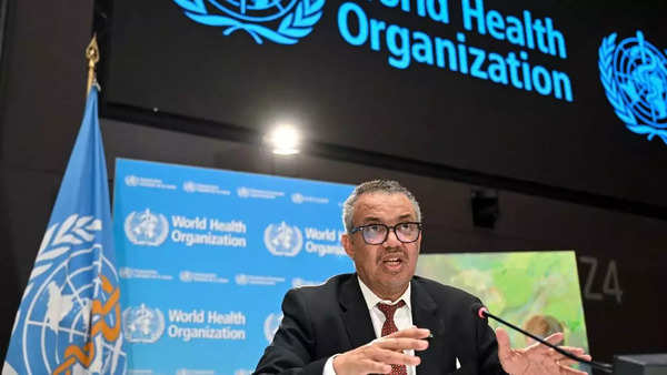 World Health Organization (WHO) chief Tedros Adhanom Ghebreyesus speaks during a press conference on the World Health Organization's 75th anniversary in Geneva, on April 6, 2023. (Photo by Fabrice COFFRIN