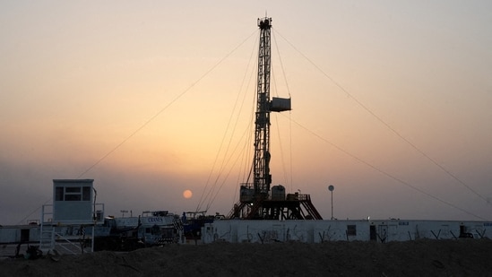 A general view shows an oil rig used in drilling at the Zubair oilfield in Basra, Iraq.(REUTERS)