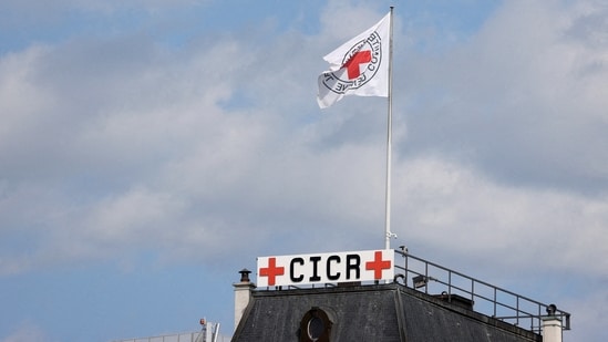 The ICRC flag is seen on the headquarters of the International Committee of the Red Cross (ICRC) in Geneva, Switzerland.(REUTERS)