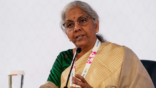 India's Finance Minister Nirmala Sitharaman participates in a news conference at the 2023 Spring Meetings of the World Bank Group and the International Monetary Fund in Washington, U.S.(REUTERS)