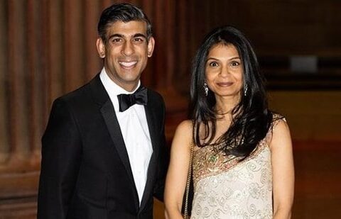 UK PM Rishi Sunak with wife Akshata Murty. (Twitter)