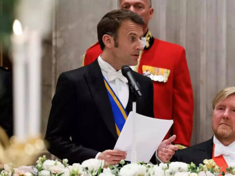 French Protest: Emmanuel Macron heckled by protesters on Dutch state visit