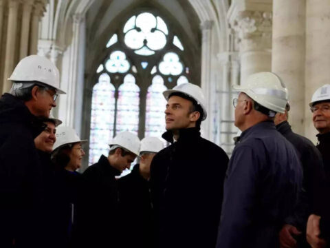 Macron visits Notre Dame to mark fire anniversary