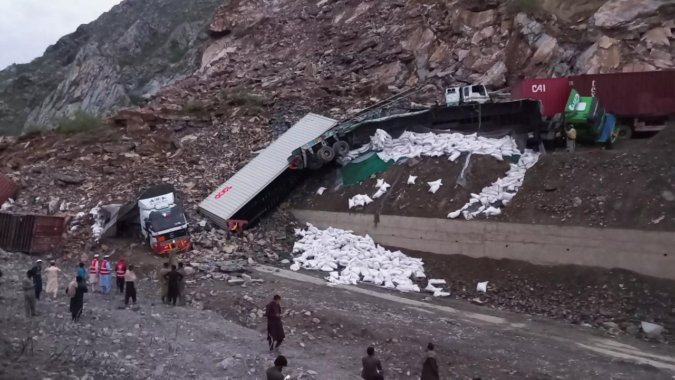 Khyber Pass: Landslide in Pakistan's Khyber Pass buries trucks, kills at least two people