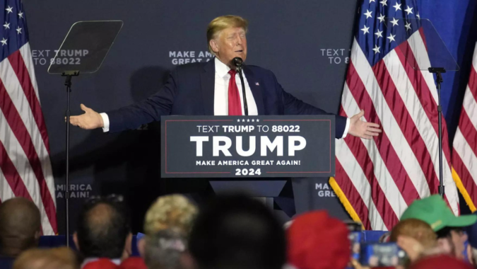 Donald Trump, in New Hampshire speech, turns focus to Biden rematch