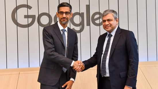 Minister for IT and Communications Ashwini Vaishnaw met Google CEO Sundar Pichai.(PTI)