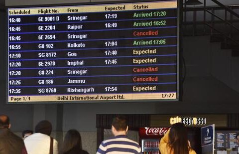 Passengers at Terminal 2 of the Indira Gandhi International airport in New Delhi. (Sanjeev Verma/HT File Photo)