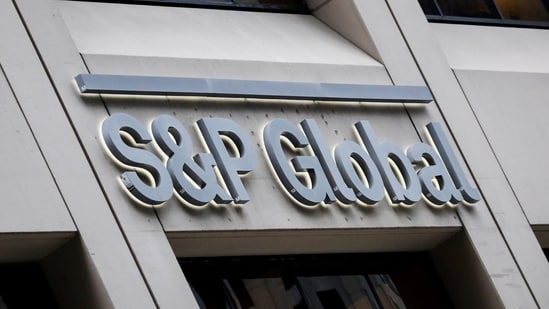 The S&P Global logo is displayed on its offices in the financial district in New York City.(REUTERS)