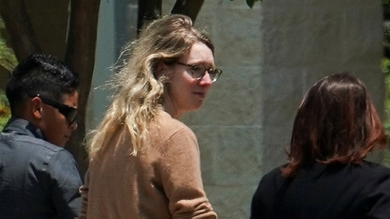 Theranos founder Elizabeth Holmes arrives to begin serving her prison sentence for defrauding investors in the failed blood-testing startup, at the Federal Prison Camp in Bryan, Texas, U.S.(REUTERS)