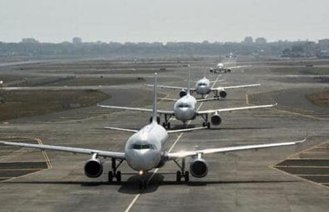 Aeroplane taxing through the runway at Terminal 2 in Mumbai. (Prashant Waydande/ HT File Photo)