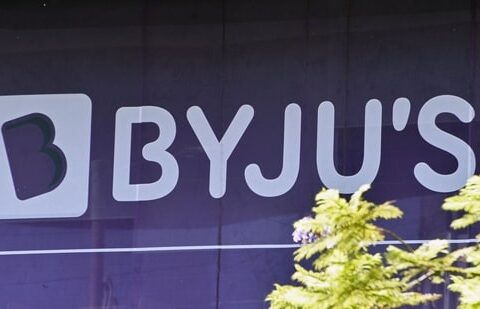 Byju's logo seen in front of one of the company's branches.(Bloomberg)