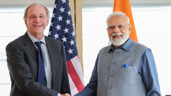 Prime Minister Narendra Modi's meet with investor Ray Dalio during US State visit.(Twitter/@narendramodi)