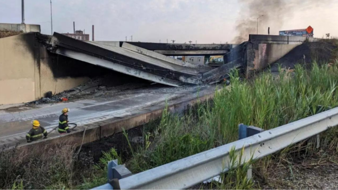 Philadelphia highway collapses after vehicle engulfed by fire