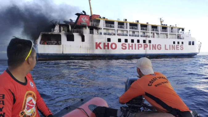 Philippine ferry with 120 people onboard catches fire at sea, rescue underway
