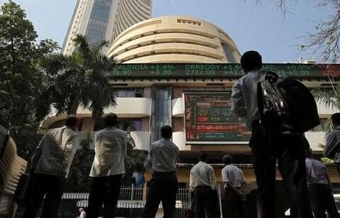 Sensex results on the facade of the Bombay Stock Exchange (BSE) building in Mumbai, India.(REUTERS Photo)