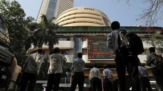 Sensex results on the facade of the Bombay Stock Exchange (BSE) building in Mumbai, India.(REUTERS Photo)