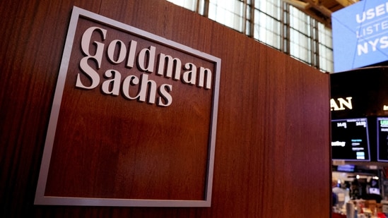 The logo for Goldman Sachs is seen on the trading floor at the New York Stock Exchange (NYSE) in New York City.(Reuters)