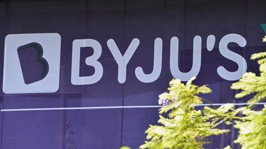 Byju's logo seen in front of one of the company's branches. (Bloomberg)