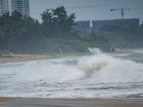 Typhoon Talim leaves behind crushed vehicles, beached whale in southern China