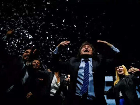 Argentine presidential candidate Javier Milei's closing campaign rally, in Buenos Aires.