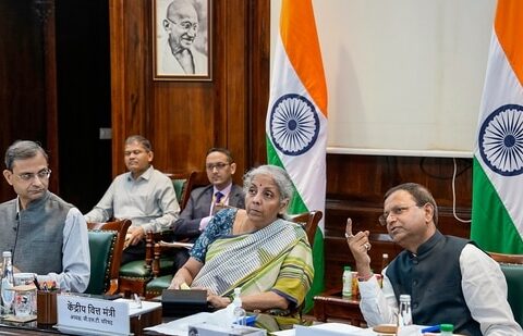 Union Finance Minister Nirmala Sitharaman with Union MoS for Finance Pankaj Chaudhary and Revenue Secretary Sanjay Malhotra during the 51st Goods and Services Tax (GST) Council Meeting. (PTI)