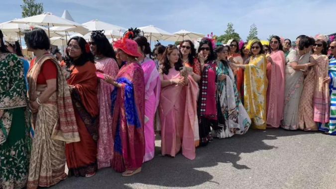 Dreary British capital brought to life by 700 PIO women in sarees