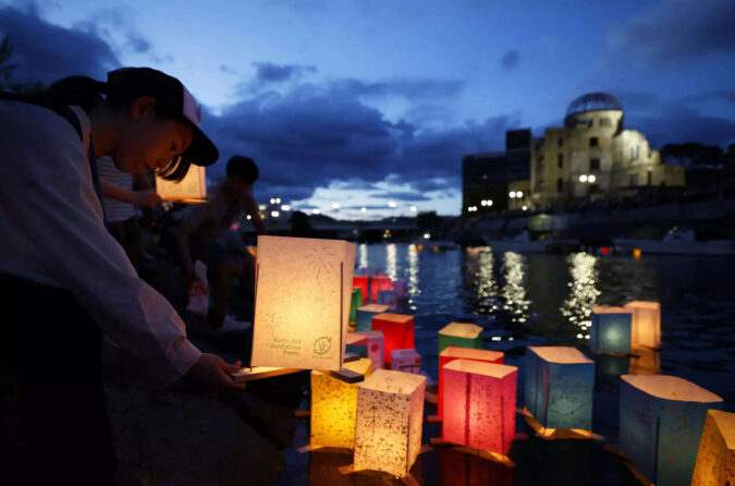 Typhoon Khanun forces Japan atomic bomb commemorations inside