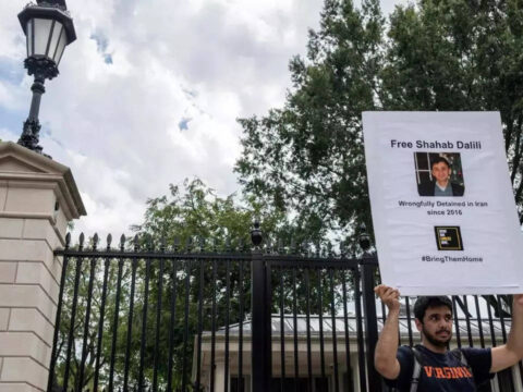 Father, son on hunger strike in Iran prison, outside White House