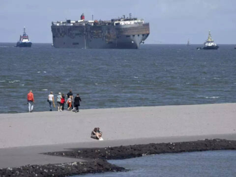 Cargo ship exits Ukraine port despite threat from Russian navy