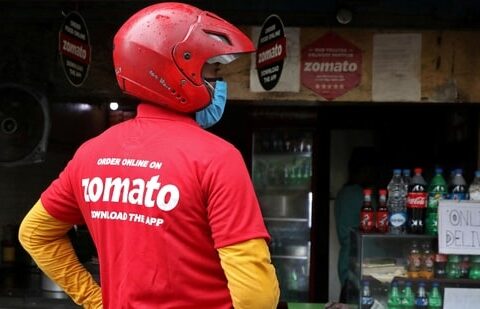 A delivery worker of Zomato, an Indian food-delivery startup.(REUTERS)