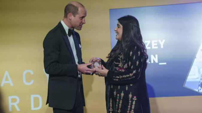 Britain's Prince William pays tribute to his late mother Princess Diana at awards event