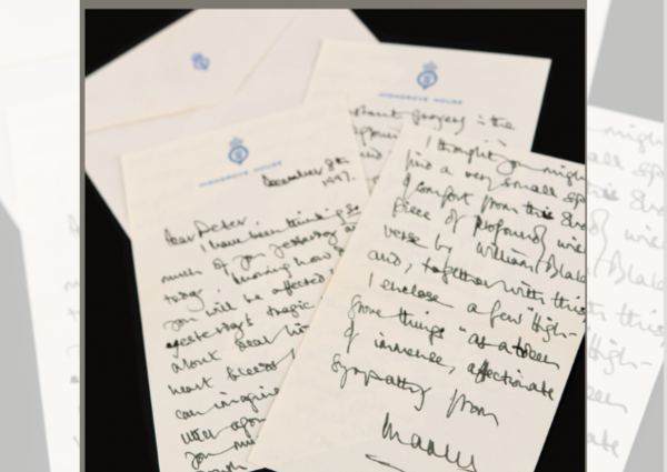 King Charles III autograph letter signed, four months after Diana's death (Credit: RR Auction)