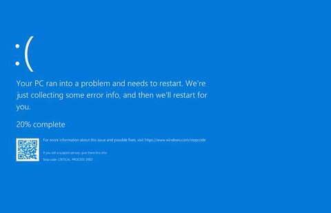 Latest news on July 23, 2024: A typical Blue Screen of Death, or BSOD, error on Windows PCs, often when system privileges are incorrectly altered. (Screenshot)