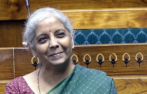 Finance minister Nirmala Sitharaman attends the proceedings of the Lok Sabha during the Monsoon Session of the Parliament, in New Delhi.(SansadTV)