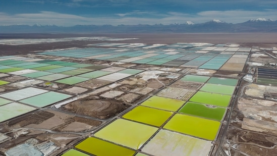 Latest news on July 28, 2024: Pools of brine turn into lithium at the SQM mine in the San Pedro de Atacama desert of northern Chile (Representational photo) (Rodrigo Abd/AP)