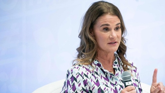 US philanthropist Melinda French Gates speaks during a panel at the annual spring meetings at the International Monetary Fund (IMF) headquarters in Washington, DC.(AFP)