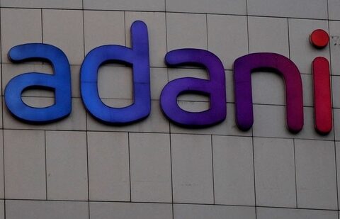 The logo of the Adani Group is seen on the facade of its Corporate House on the outskirts of Ahmedabad, India, January 27, 2023. (Amit Dave/reuters)